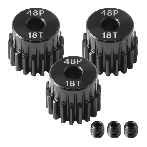 48P Pinion Gear 18T 3.175mm (1/8 Inch) Shaft, Hardened Steel Motor Gear, Precision CNC Machined, Compatible for TRX4, for 1/10 1/12 Scale RC Car Truck Crawler 3650 3660 Brushless 540 550 Brushed Motor - color: 18T