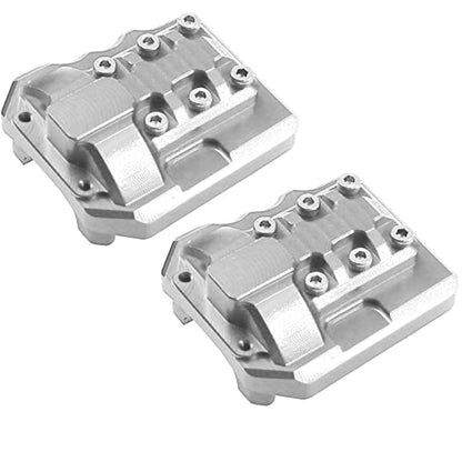 2Pcs ShareGoo Aluminum Alloy Front Rear Axle Differential Cover 15g Diff Cover Case Compatible with Traxxas TRX-4 1/10 RC Crawler Car (Silver) - color: Silver