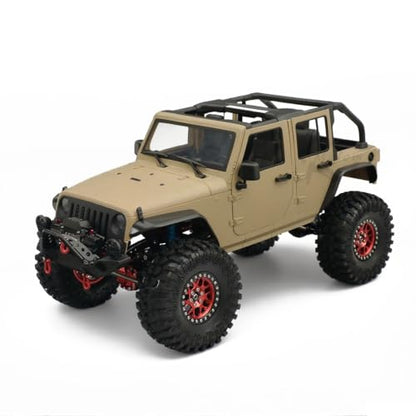 1/10 RC Jeep Wrangler Convertible Hard Shell Kit, for 1/10 RC Crawler TRX4 Axial SCX10 90046 90027 313 Wheelbase Shell Modification Accessories (Khaki) - color: Khaki
