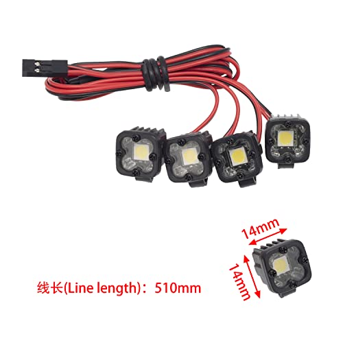 DKKY RC Car Lights LED Spotlights 1/10 Scale RC Crawler Accessories for Axial SCX10 90046 Traxxas TRX4 TRX6 Wraith RR10 MST Redcat Gen8 (4 Single Lights Without Controller) - style: 4 Single Lights without Controller