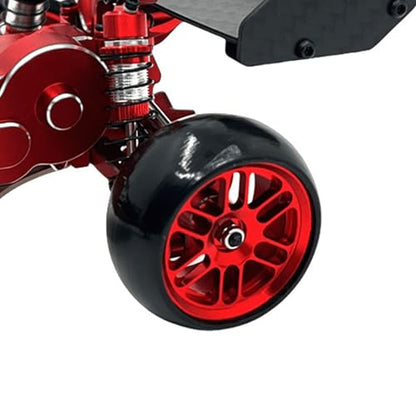 4PCS Finished Flat Running Drift Tires and Wheels 7MM Hexagon for 1/24 Losi Micro B Upgrades and 1/28 Losi Micro T Upgrades (New b Red) - color: New B Red