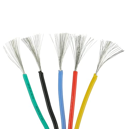 BOJACK 22 AWG Flexible Silicone Wire Electric Wire Hook up Wire Kit 300V Cables with Plus 20 φ3mm Heat Shrink Tubings and a Mini Wire Stripper(5 Colors 19.69Ft Each Color, 22AWG) - size: 22 AWG Silikondraht