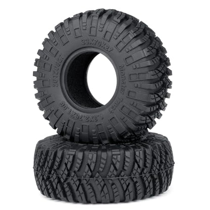 RCHUBAM 4Pcs 1.3" Rubber Wheel Tires for 1/18 TRX4M 1/24 SCX24 | H & W 70 * 27mm,1.3" Large RC Mud Tires,RC Upgrade Parts - color: Black a