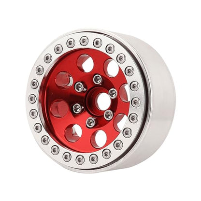 4PCS 1.9 Inch Beadlock Wheel Hub Rim Rims Aluminum Alloy for 1/10 TRX4 TRX6 Axial SCX10 D90 SCX10 II III AXI03007 GRT EX86190 RC Crawler Upgrade (E) - color: Red