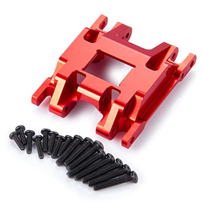 RC Skid Plate RC Transmission Mount Center Gearbox Base, Red | Aluminum Alloy, For TRX4M Upgrades 1/18 Scale, RC Crawler Car - color: Red