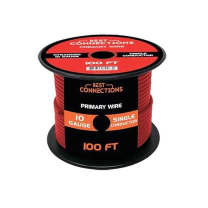 10-Gauge Automotive Primary Wire | Ideal for Car Audio, Automotive, and Trailer | Durable Primary/Remote, Power/Ground Electrical Wiring | 100 Feet - color: Red, size: 10 Gauge