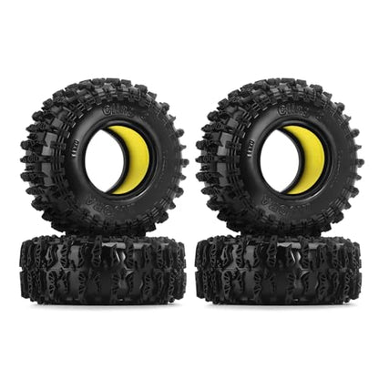 INJORA 1.3 70 * 26mm Cling On Tires and Silicone Rubber Inserts, Yellow - color: Yellow