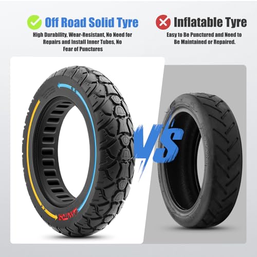 10X2.125 Off Road Tire for Electric Scooter, 10 Inch Solid Rubber Tires Compatible with Ninebot F20/F30/F40/F65, Tubeless Solid Tiyes for Electric Scooter, Electric Scooter Tires Colorful 1PCS - color: 1Pcs Blue line