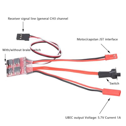 5Pcs 30A Brushed ESC with Brake, Dual Way Micro Speed Controller UBEC 5.7V 1A Forward Reverse 40A Peak ESC for 1/16 1/18 1/24 RC Car Boat Tank