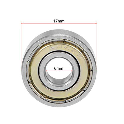 uxcell 606ZZ Deep Groove Ball Bearing 6x17x6mm Double Shielded GCr15 Bearings 5-Pack - size: 6mmx17mmx6mm