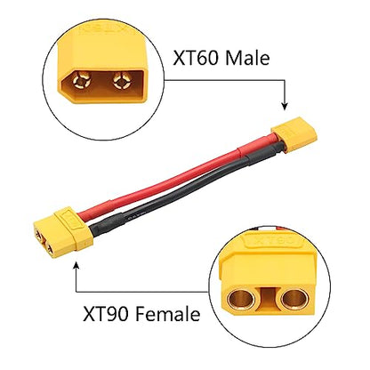 1Pair Short XT90 to XT60 Connector Converter 10cm/3.9inch,XT90 Male to XT60 Female & XT90 Female to XT60 Male Connector Adaptor with 12AWG Cable for RC ESC and RC Lipo Charger - style: 1Pair 10CM - XT90 to XT60