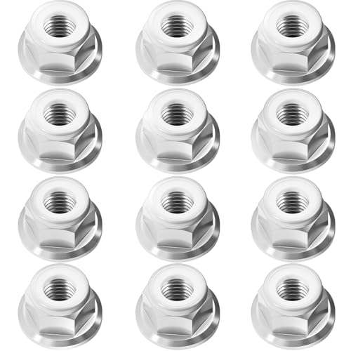 12Pcs M4 Flange Nuts Aluminum, M4-0.7mm Hex Flange Nylon Insert Lock Nuts for 1/10 Scale RC Car Traxxas Slash 4x4 2WD Stampede VXL Rustler VXL HPI Redcat Axial Racing Truck Buggy Crawler Wheels Silver - color: Silver, size: 12Pcs