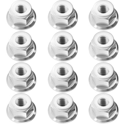 12Pcs M4 Flange Nuts Aluminum, M4-0.7mm Hex Flange Nylon Insert Lock Nuts for 1/10 Scale RC Car Traxxas Slash 4x4 2WD Stampede VXL Rustler VXL HPI Redcat Axial Racing Truck Buggy Crawler Wheels Silver - color: Silver, size: 12Pcs