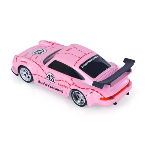 1/43 2.4G Radio Control Drift Car Racing Vehicles High Speed 15KM/H 4WD Mini Car Battery Lights RTR Gift Model for Ages 14+ - color: Light Pink