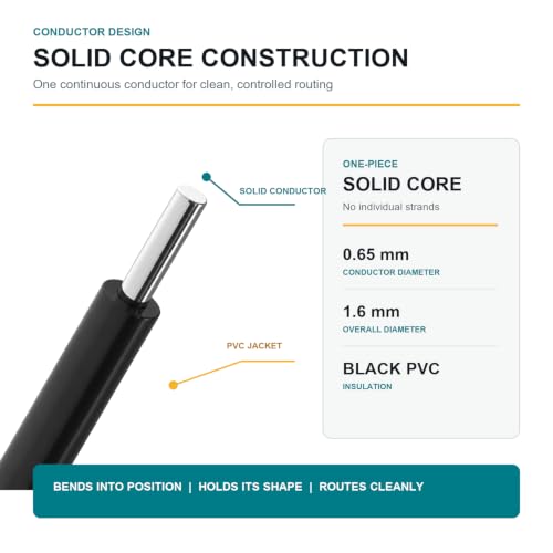 TUOFENG 22 AWG Solid Core Wire 100 ft, Black PVC Hook-Up Wire, 300V - size: 22 AWG solid wire black 100ft