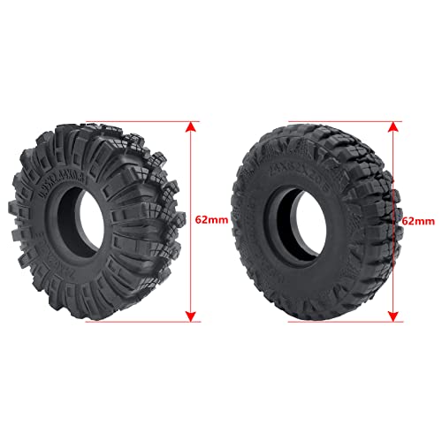 MOHERO 4PCS 1.0" Mud Grappler Rubber Tyre 1.0 Wheel Tires 62 * 22MM for Axial SCX24 90081 AXI00001 002 004 005 006 RC Crawler Car (B Style) - color: B Style
