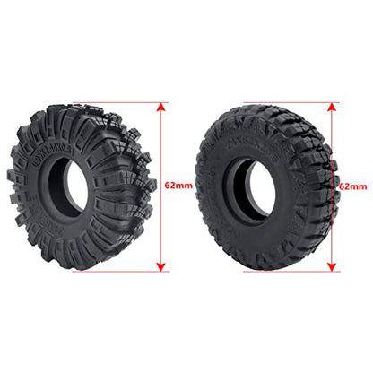 MOHERO 4PCS 1.0" Mud Grappler Rubber Tyre 1.0 Wheel Tires 62 * 22MM for Axial SCX24 90081 AXI00001 002 004 005 006 RC Crawler Car (B Style) - color: B Style