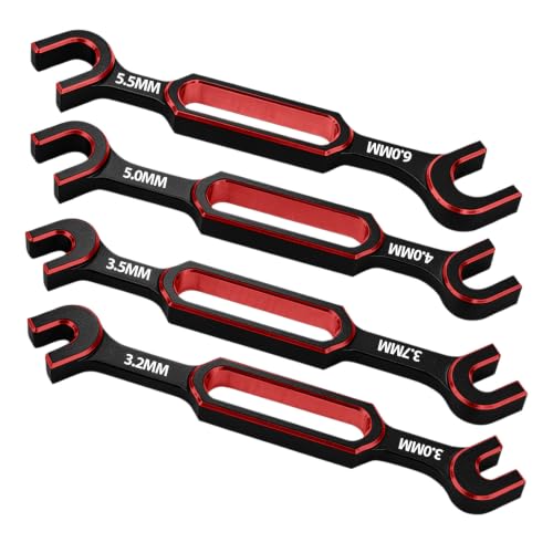 4PCS RC Wrench 3.0/3.2/3.5/3.7/4.0/5.0/5.5/6.0mm Turnbuckle Nut Ball Joint Remover RC Repair Tool for RC Crawler Car Boat RC Drone Upgrade Parts (Red) - color: Red