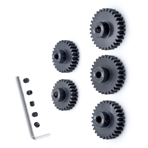Metal Steel M1 Pinion Gear 26T 27T 28T 29T 30T 5mm Shaft Gears with Hex Key for 1/8 RC Car Brushless Brush Motor Parts - size: 26T 27T 28T 29T 30T