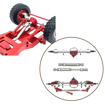 Colaxi Metal Front Rear Axles Set 1/12 Scale RC Car Upgrade Repairing DIY Replace Parts Drive Shafts for MN82T MN82 MN82S LC79, Red - color: Red