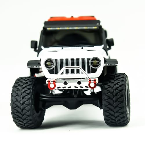Details RC Aluminum Alloy Front Bumper with Red Shackles for Axial SCX30 Jeep Wrangler, 1/30 Scale RC Car Upgrade Part (Sliver) - color: Sliver