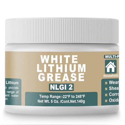 BTAS White Lithium Based Grease for Garage Door Tracks Hinges and Sliding Mechanisms,Bearings & Gears Lubricant Grease, Suitable for Automotive, Marine, Industrial & Household Applications,NLGI 2 5 oz - size: 5 oz