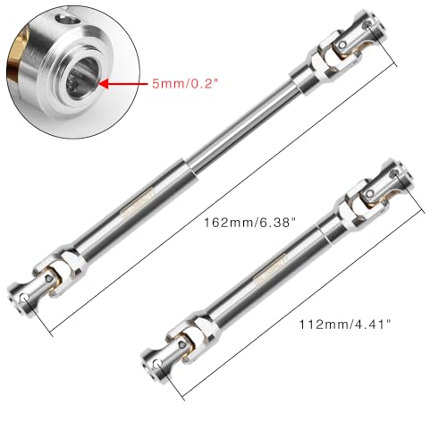 Stainless Steel Driveshaft for 1/10 RC Crawler TRX4 SCX10, 112-162mm | CNC Machined, Heavy-Duty Drive Shafts, Splined Engagement - size: 112-162mm