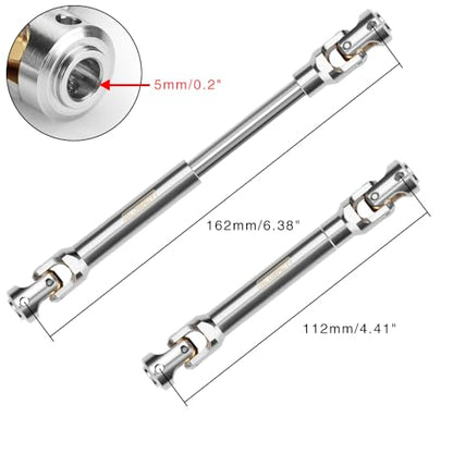 Stainless Steel Driveshaft for 1/10 RC Crawler TRX4 SCX10, 112-162mm | CNC Machined, Heavy-Duty Drive Shafts, Splined Engagement - size: 112-162mm
