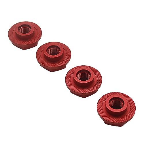 24mm CNC Metal Wheel Tire Adapter Front Rear Tyre Nut Cap 4pcs (Red) | for 1/5 Scale TRAXXAS X-MAXX XMAXX 6S 8S Truck Rc Car Racing Toys Parts - color: Red