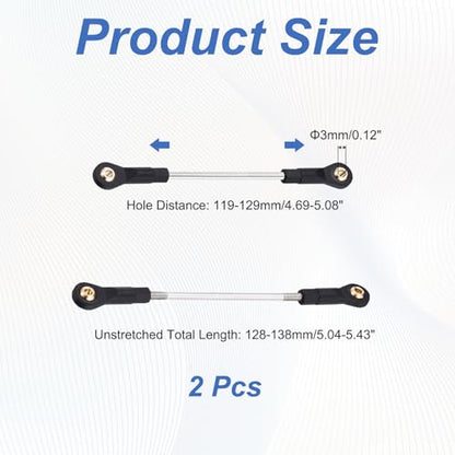 MECCANIXITY 2Pcs Adjustable Turnbuckles Camber Links, 119-129mm Turnbuckle Rod Steering Servo Linkage with M3 Ball Head Rod Ends for RC Car Replace Parts DIY - size: 119-129mm