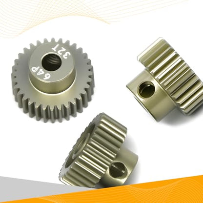 64P Pinion Gear 3.175mm Shaft 7075 Aluminum Alloy Motor Gears,0.6 Metric Pitch 30 31 32T with 1/8 Hole Pinion Gear Compatible with 1/10 Arrma HPI Kyosho Losi Axial Traxxas Tamiya RC Car - size: 30 31 32T