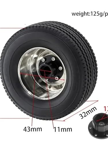 RC Car Toys For Tamiya 1/14 Metal Wheel Rim Tire Set Upgrade Modification Parts RC Truck For Universal Model Cars(2 Front) - color: 2 Front