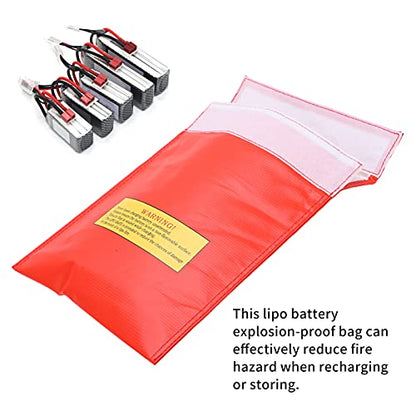 Pilipane li po Battery Fireproof Explosion Proof Bag, li po Battery Safe Bag Fireproof, li po Battery Bag Fireproof Lithium Battery Safety Storage Pouch (red)