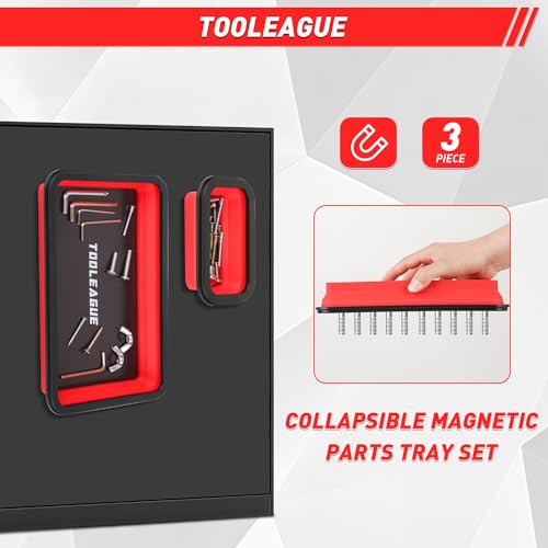 TOOLEAGUE 3Pcs Collapsible Magnetic Parts Tray Set with 15Lb Magnetic Pickup Pen,3 Different Size Silicone Foldable Tool for Organizing Screw Bolts Nuts Washers Pins and Other Small Metal Parts - size: 3pcs