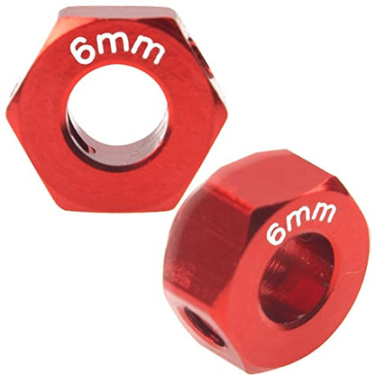ShareGoo Aluminum RC 12mm Hex Extended Wheel Hex Hub Extension 6mm Offset Spacers Compatible with Traxxas TRX4 TRX6 1/10 RC Crawler (6mm, Red) - color: Red, size: 6mm