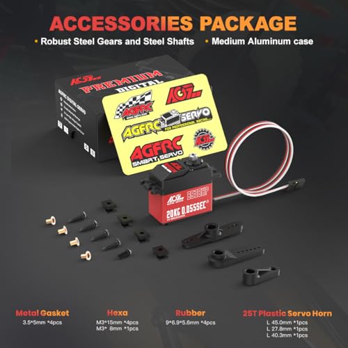 AGFRC High-Speed Brushless Steering RC-Servo-Motor - 0.055Sec Upgraded Digital Servo with Metal Gear for 1/10 RC Car Boat Crawler(B53BHP V2) - style: B53BHP V2