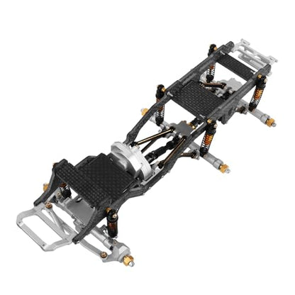 LCG 6x6 8×8 Carbon Fiber Chassis Frame with Metal Axles for 1/24 RC Crawler Car Axial SCX24 Refit Kit (6X6 Silver) - color: 6x6 Silver