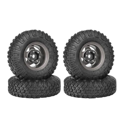 4PCS RC Car 1.55 Inch Tyres Aluminum Alloy Metal Beadlock Wheel Rim and Rubber Tires for 1/10 RC Crawler Car for Axial AX90069 D90 TF2 Tamiya CC01 LC70 MST JIMNY(85mm-5Spoke Gray) - color: 85mm-5Spoke Gray