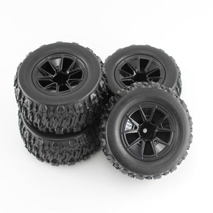 KingVal 4PCS Rubber Wheels Tires 90x43mm Hex 12mm RC Spare Parts Compatible with SCY 16101 16101PRO 16102 16102PRO WLtoys 144010 MJX 14209 14210 RC Car