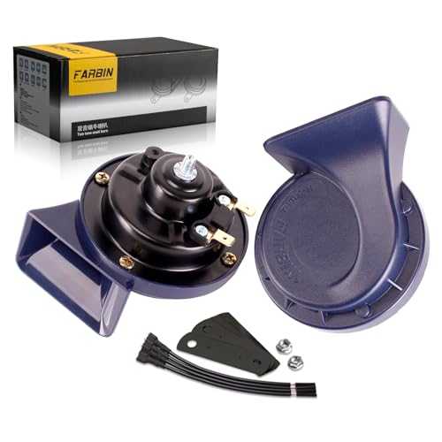 FARBIN Horn 12V Car Horns Loud Dual-Tone Waterproof Auto Electric Horn | Blue Classic Design, waterproof, 12V 130dB loud, universal for any 12V vehicles - style: 12V Blue car horn