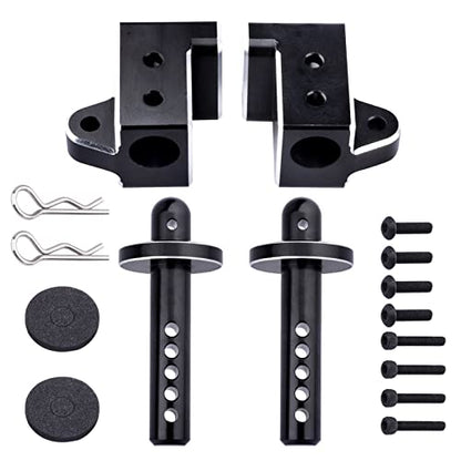 Aluminum Body Post Mounts & Body Post Set w/Body Clips Washers for Arrma Notorious 6S BLX, Front & Rear (Black)