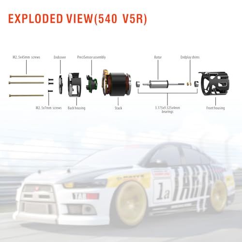 Surpass Hobby 540 V5R Sensored Brushless Motor, Competition Level Motor with Shaft 3.175 Use for 1:10 RC Racing Car（17.5T） - style: SPEC 17.5T