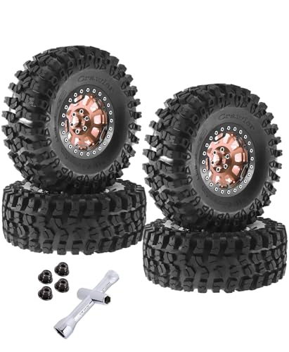 Rc 2.2 Inch Wheel Rims & Tires Wheels for 1/10 SCX10 SCX10 II 90046 SCX10 III AXI03007 TRX4 TRX6 D90 VS4-10 Gen8 MST CFX,RC Crawler Car 4pcs Aluminum RC 2.2 Beadlock Wheel,Brown - color: Brown - Scx10
