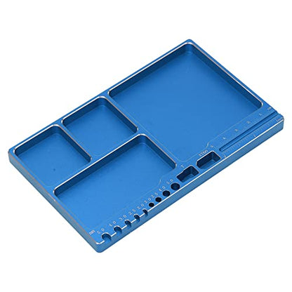 Oumefar Magnetic Screw Tray Aluminum Alloy Parts Holder with Magnetic Pad | 6.30 x 3.94 x 0.43in Small Portable Organizer for RC Repair Hobby Workshop Electronics Assembly