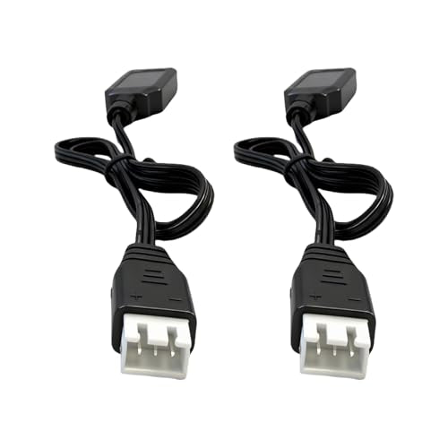 7.4V Battery Charger with XH-3P Plug for SCX24 Truck RC Car, Rock Crawler, Orbee Gun, Gel Blaster, Splatter Ball Gun USB Charger Cable (2 Pack)