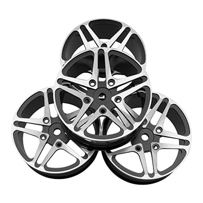 ShareGoo Metal Wheel Rims RC 12mm Hex Hubs 1/10 RC Drift On-Road Racing Touring Wheel Rim Compatible with HSP Tamiya Kyosho RedCat Sakura WLtoys Universal 1/10 RC Scales,5-Spoke (Black) - color: Black