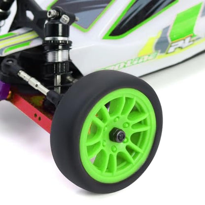 4PCS Finished Flat Running Drift Tires and Wheels 7MM Hexagon for 1/24 Losi Micro B Upgrades and 1/28 Losi Micro T Upgrades (b Green) - color: B Green