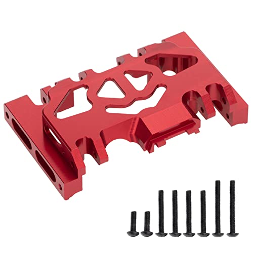 Aluminum Alloy Gearbox Mount Base Chassis Skid Plate Compatible with 1/10 Traxxas TRX4 TRX-4 82056-4 Defender Bronco Blazer G500 RC Car Upgrade Parts (Red)