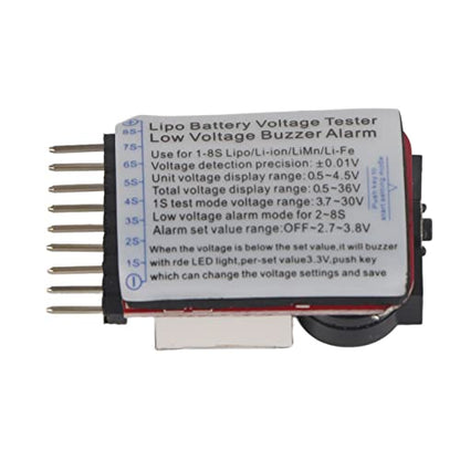RC 1S-8S Lipo Battery LED Tester Low Voltage Alarm Buzzer Checker Set for RC Accessory