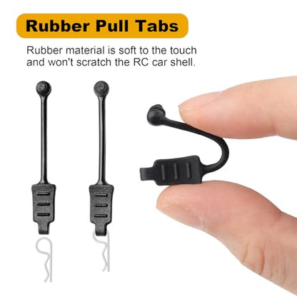 HobbyPark 20pcs RC Rubber Retainer Pull Tabs for 1/18 1/24 RC Car Body Clips (fit 0.7mm 1.0mm Rod) - size: fit 0.7mm 1.0mm Rod